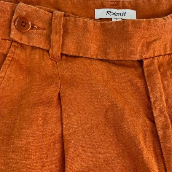 Madewell The Harlow Wide-Leg Pant Sz 4 Orange 100% Linen Coastal - Picture 7 of 11